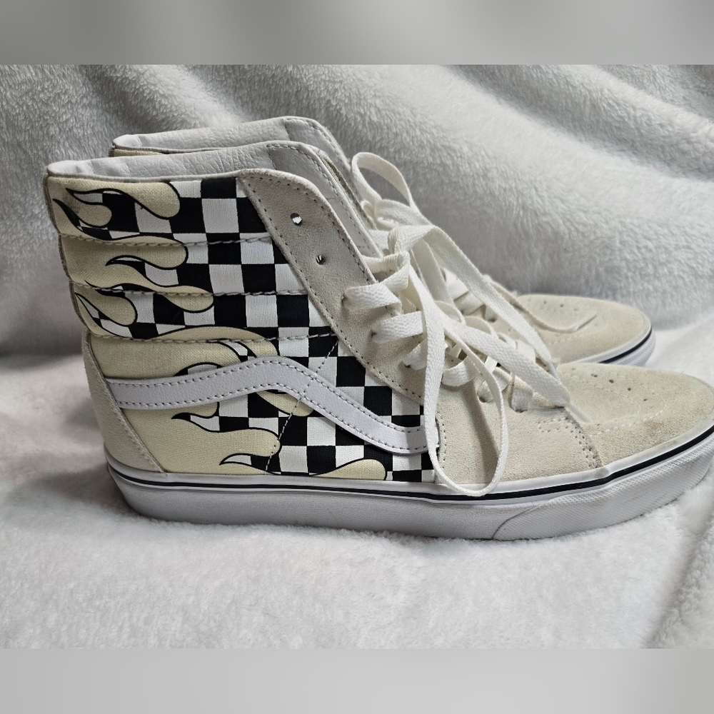 Vans Sk8 Hi Chechered Flames